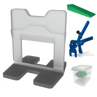 Nivelliersystem-Starter Kit, Verlegehilfe mit 100 Zuglaschen, 100 Keile, 1 Zange