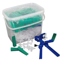 Nivelliersystem-Starter Kit, Verlegehilfe mit 100 Zuglaschen, 100 Keile, 1 Zange
